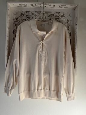 Vintage I. magnin Cream Long Sleeve Polo Top